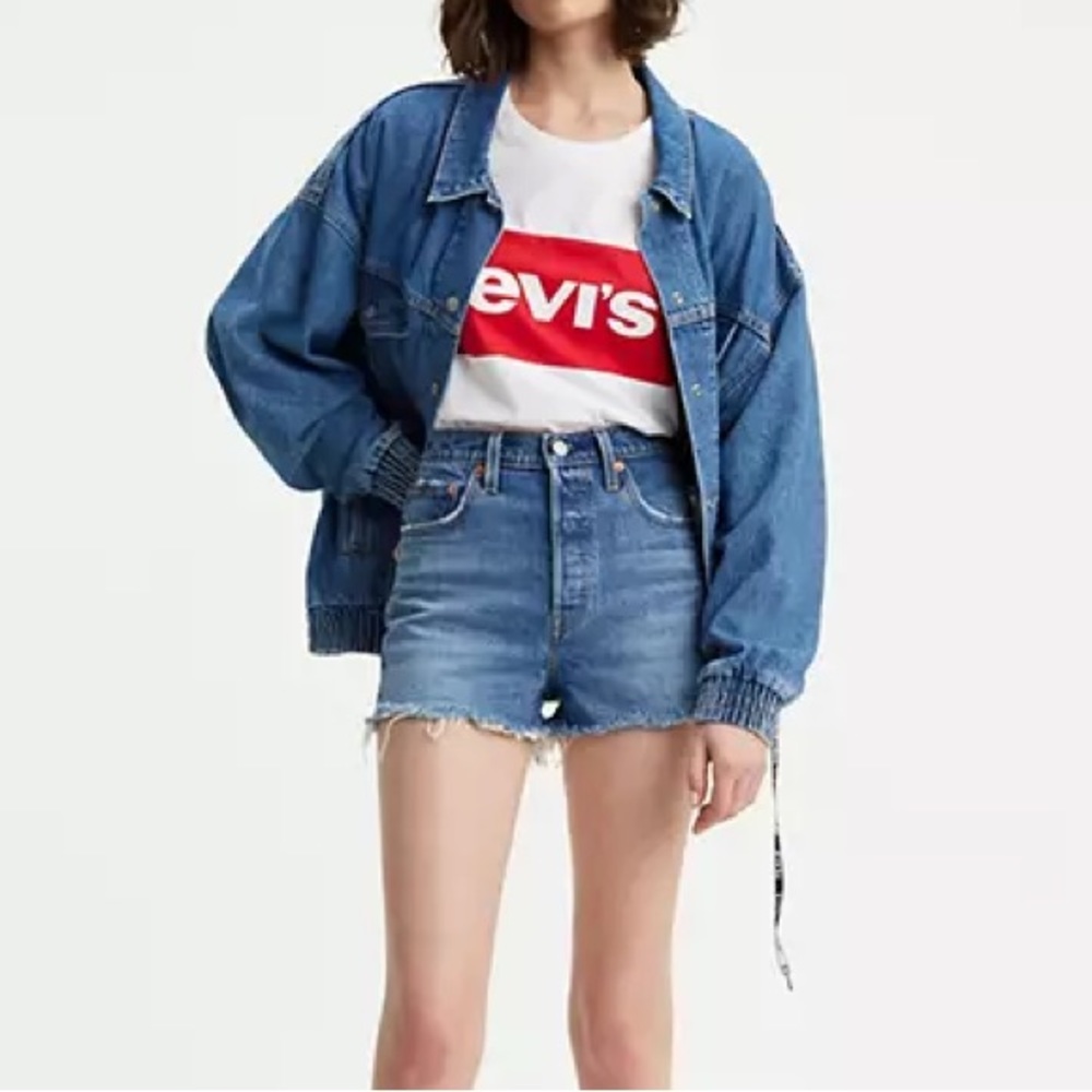 Levi’s | Ribcage Women’s Shorts High Rise Distressed Light Wash | Size 28